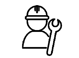 worker in hardhat with wrench icon